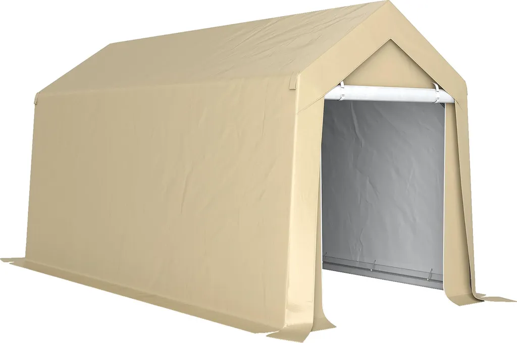 Outsunny Abri de Jardin 2x3,6 m en Acier Galvanisé Tente de Stockage Beige