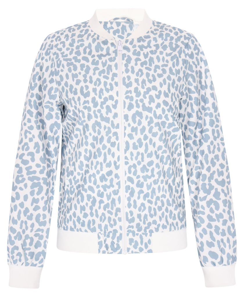 Jacke für Damen im Bomberjacken-Stil mit Tiermuster, Farbe Blau, Größe XL