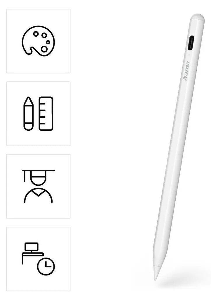 Stylet Capacitif Actif Hama pour iPad Apple - Accessoire Tablette Blanc - 9