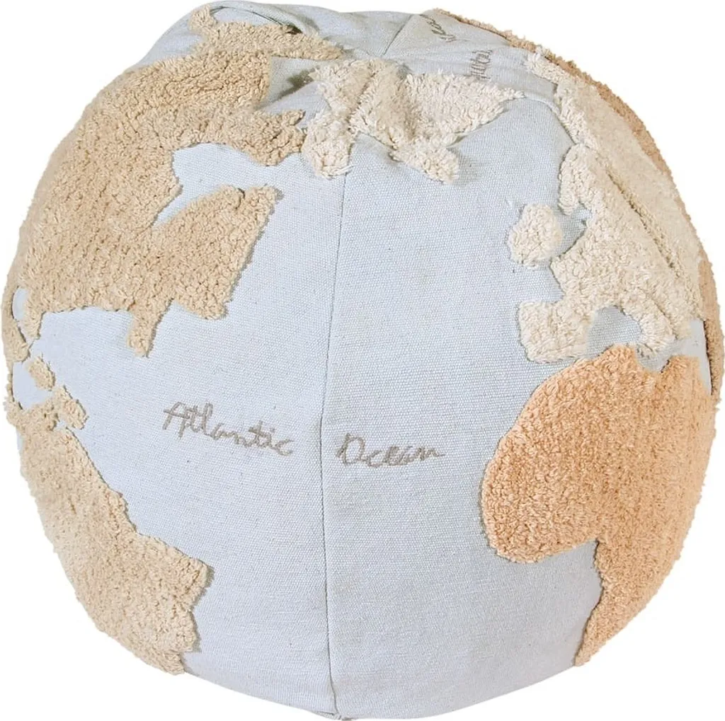 Coussin de sol 50x50 cm WORLD MAP - Pouf carré souple motif mappemonde
