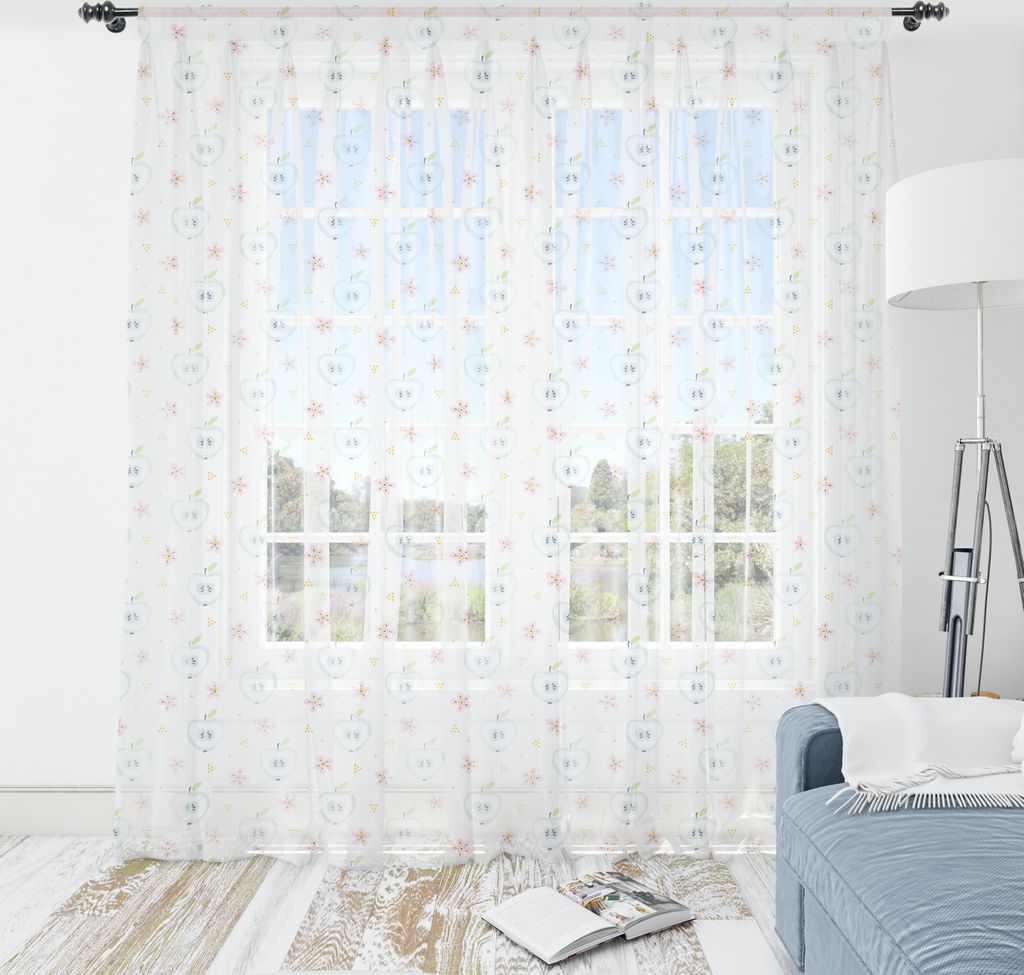 ABAKUHAUS Blumen Wandteppich, Repetitive Frische Äpfel Blumen Weiche Pastelltöne drucken, Wohnzimmer Schlafzimmer seidiges Satin Wandtuch, 240 cm...