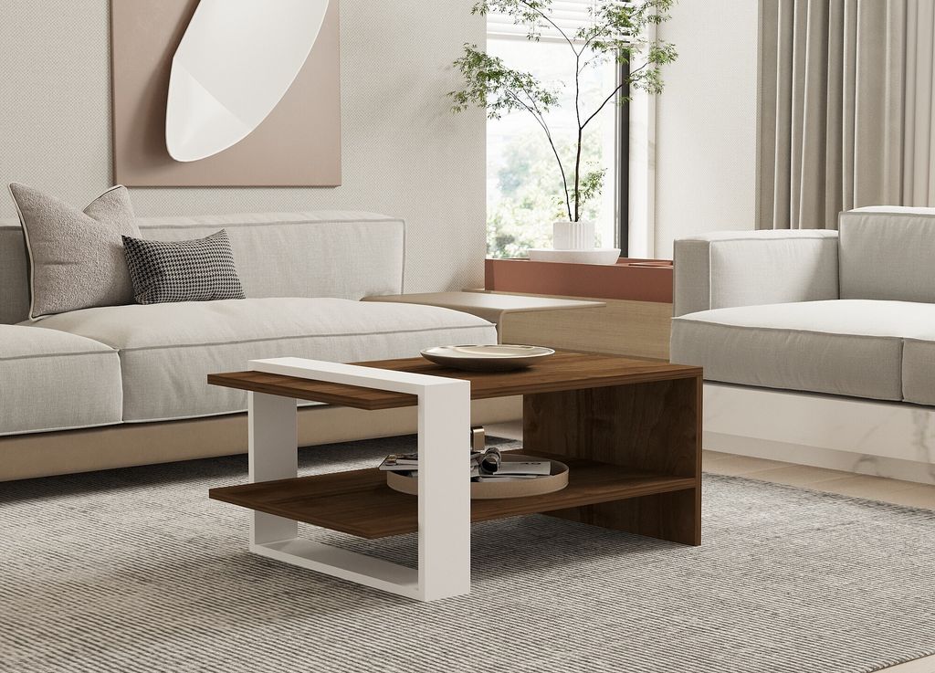 Skye Decor, Gaye- Gaye PUQ, Nussbaumfarbe,,Weiß, Produktbild 