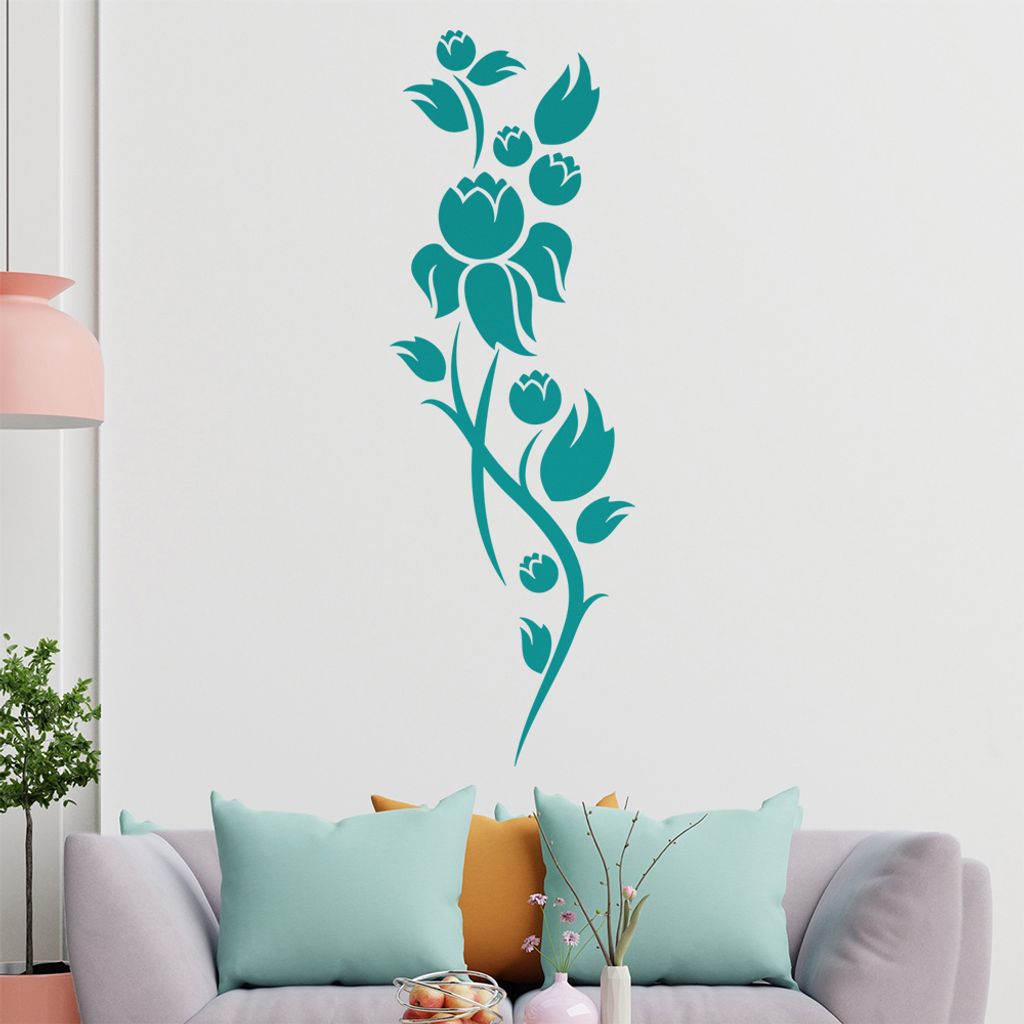Schöne Blüten Ranke Wandtattoo in 6 Größen - Wandaufkleber Wall Sticker - Dekoration, Küche, Wohnzimmer, Schlafzimmer, Badezimmer
