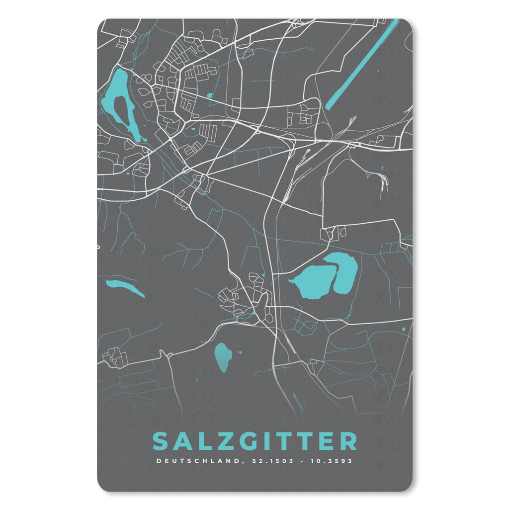 MuchoWow Mauspad Mousepad Stadtplan - Karte - Salzgitter - Blau - Deutschland - Karte 40x60 cm - Mousepads - Maus Mat - Pad - Mausunterlage - Sch...