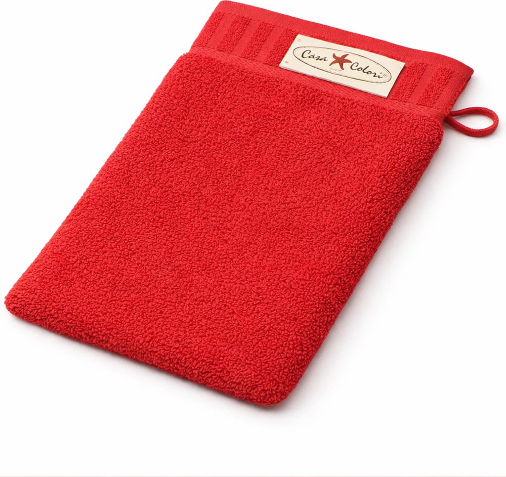Casa Colori Waschhandschuh 18x24cm 18 x 24 cm rot Hohe Farbbrillanz, Einfache Pflege