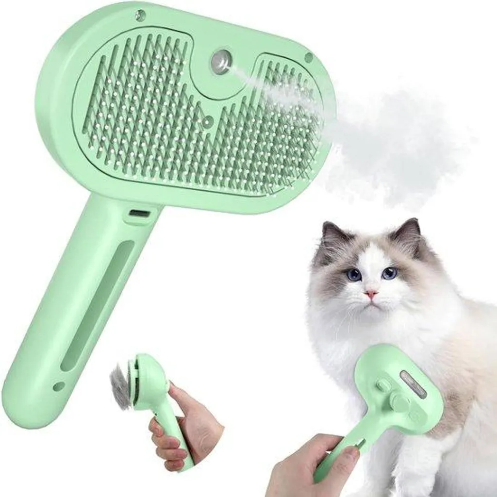 Brosse pour chien réservoir d'eau intégré et picots doux anti-nœud