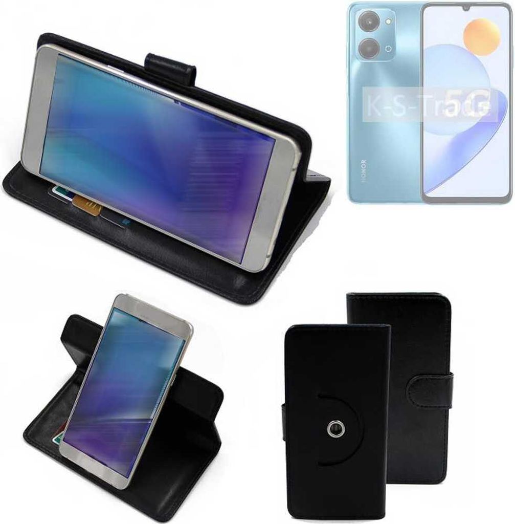 K-S-Trade Case Schutzhülle Handyhülle kompatibel mit Honor Play 7T Flipcase Smartphone Cover Handy Schutz Tasche Klapphülle Walletcase schwarz
