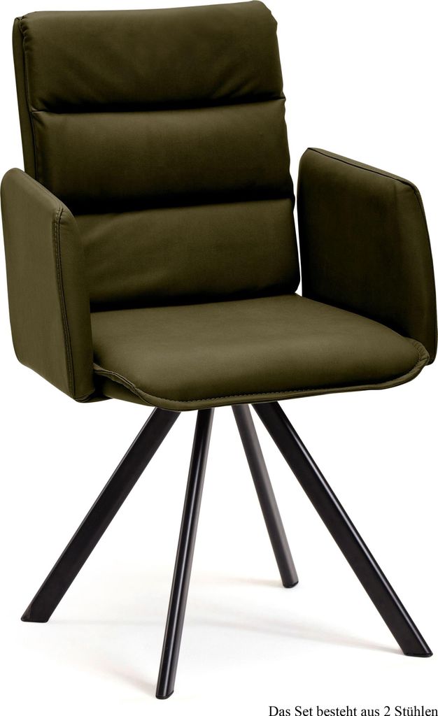 Armlehnstuhl drehbar (2er-Set) Devin 52x92x60 Schwarz/Khaki