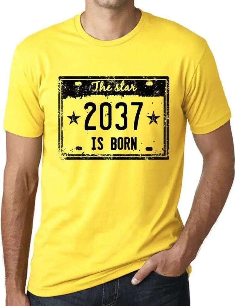 Herren Grafik T-Shirt Der Stern wird im Jahr 2037 geboren – The Star Is Born in 2037 – Öko-Verantwortlich Vintage Jahrgang Kurzarm Lustige Druck