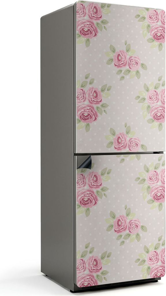 Blumenmuster mit Blättern – Magnetische Kühlschrank Abdeckung – Dekorfolie magnetisch Küche – Kühlschrank Magnet Deko – selbstklebende ...