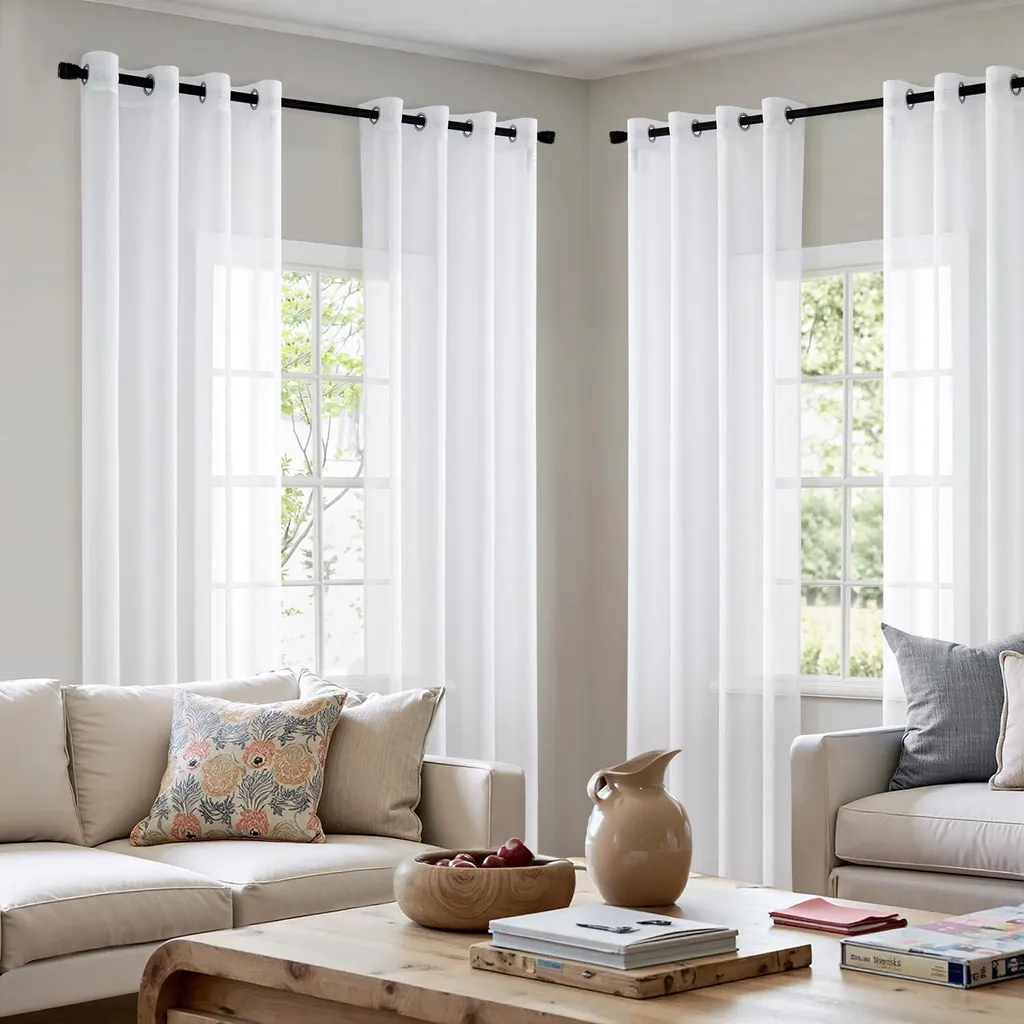 Rideau voilage blanc transparent 140x225 haute luminosité et douceur