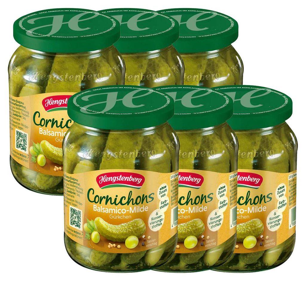 Hengstenberg Cornichons Balsamico Bianco doux en pot 330g Image du produit 