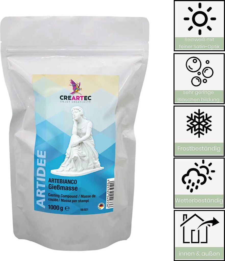 Sandras-Bastelladen Artebianco Gießmasse Wetter- und Produktbild 