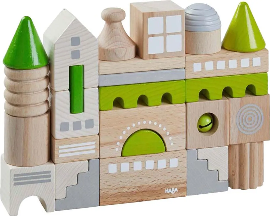 Haba Blocs de construction avec motif Coburg : Jeu en bois pour enfant