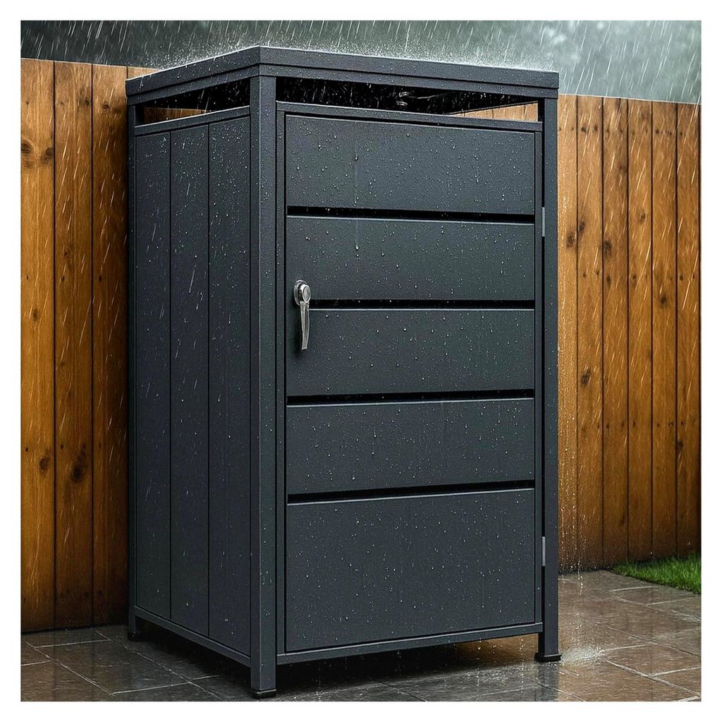 Mülltonnenbox für 240L Tonnen, abschließbar und wetterfest, Müllbox für Garten und Einfahrt (Anthrazit, mit aufklappbarem Deckel)