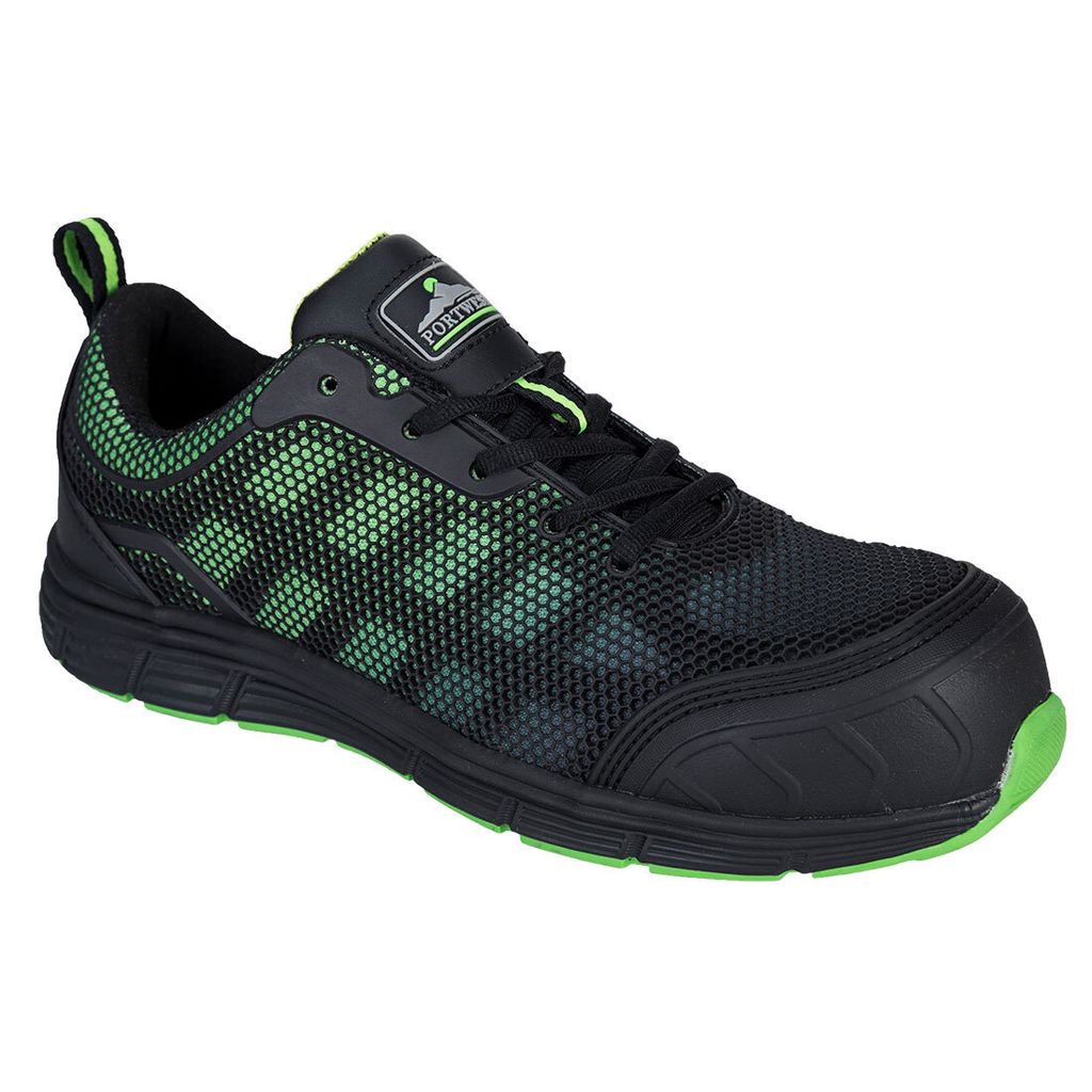 Portwest FT35 Portwest Compositelite Ogwen Low Cut Trainer S1P Black/Green Gr. 48