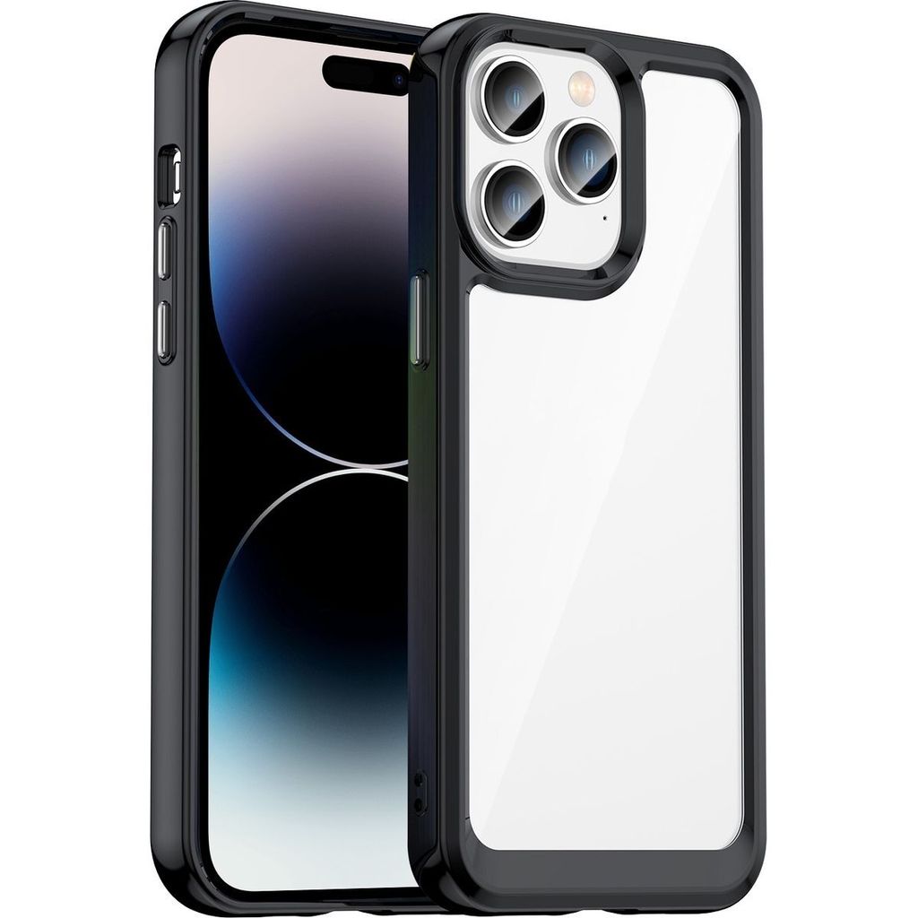 Mobigear Crystal iPhone 14 Pro Max Hülle Hardcase Backcover - Transparent / Schwarz