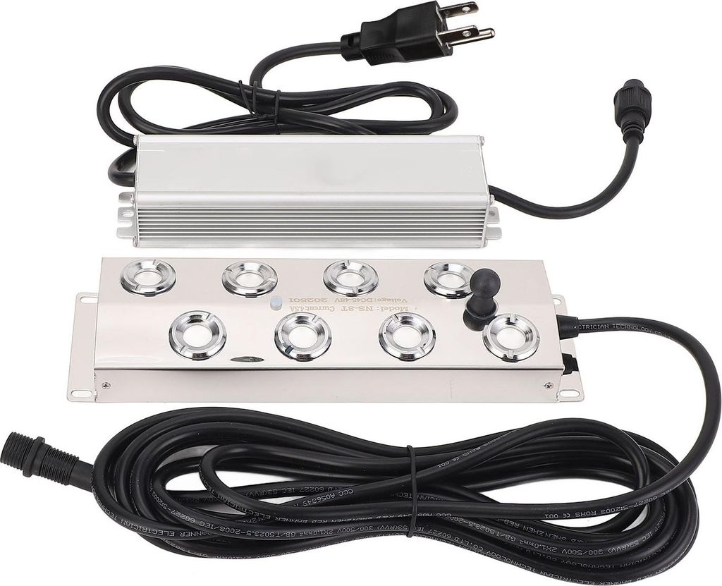 Ultraschall-Nebelgerät mit 8 Düsen, 6000 ml/h, 300 W Leistung, wasserdicht (IP67), Netzteil für Teich, Garten, Rasen, Steingarten (US-Stecker)