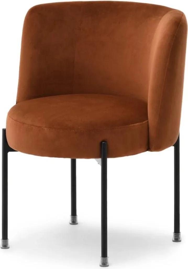 Chaise de salle à manger rembourrée LITKA - Velours Cuivre et Noir