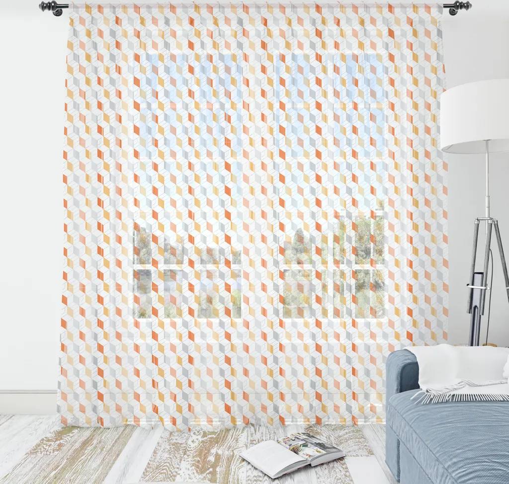 ABAKUHAUS Arazzo geometrico, Astratto Diamante disegna strisce sottili dai toni caldi, Arazzo in raso setoso per soggiorno e camera da letto, 240 cm x 274 cm, Arancione pallido vermiglio
