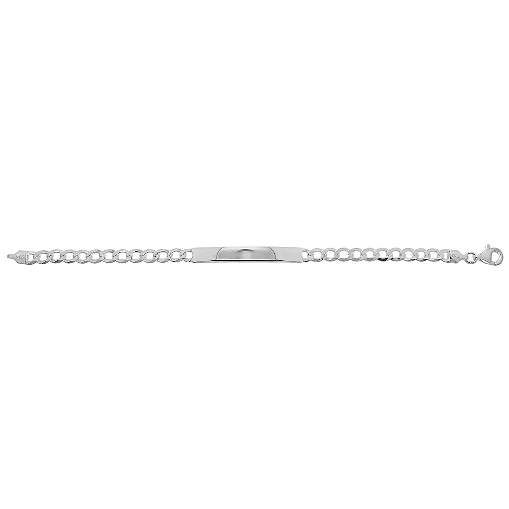 Bracelet gourmette femme en argent 925 avec plaque à graver 6mm