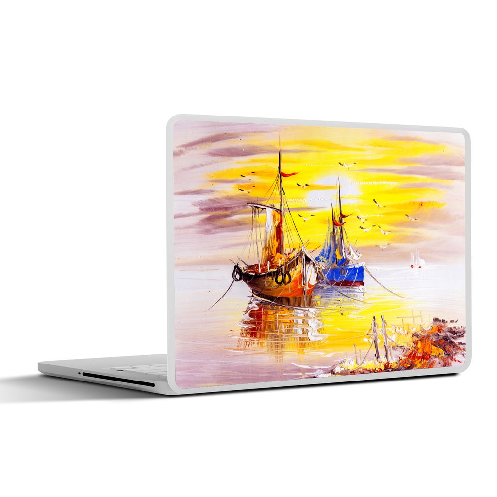MuchoWow Laptop Aufkleber Sticker Cover Malerei - Boot - Wasser - Ölfarbe 25x18 cm - Laptop-Deko