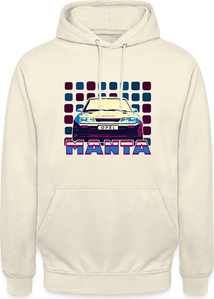 Spreadshirt Opel Manta Frontsicht Cooles 80er Design Uni Hoodie, L, Vanille-Milchshake