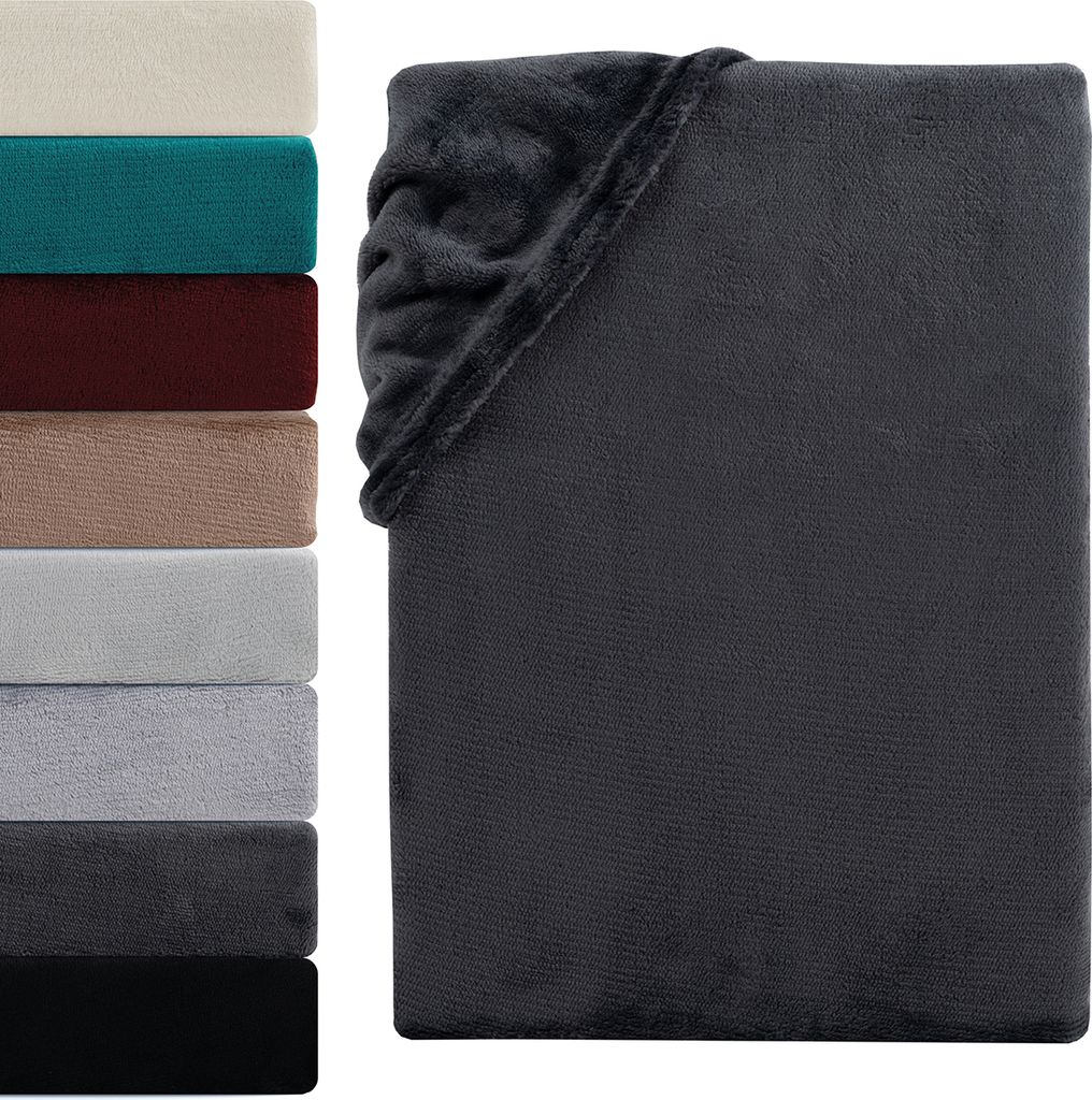 Winter Spannbettlaken Teddy Plüsch 90-100x200 cm Warme Cashmere Touch Spannbetttuch Bettlaken, Anthrazit