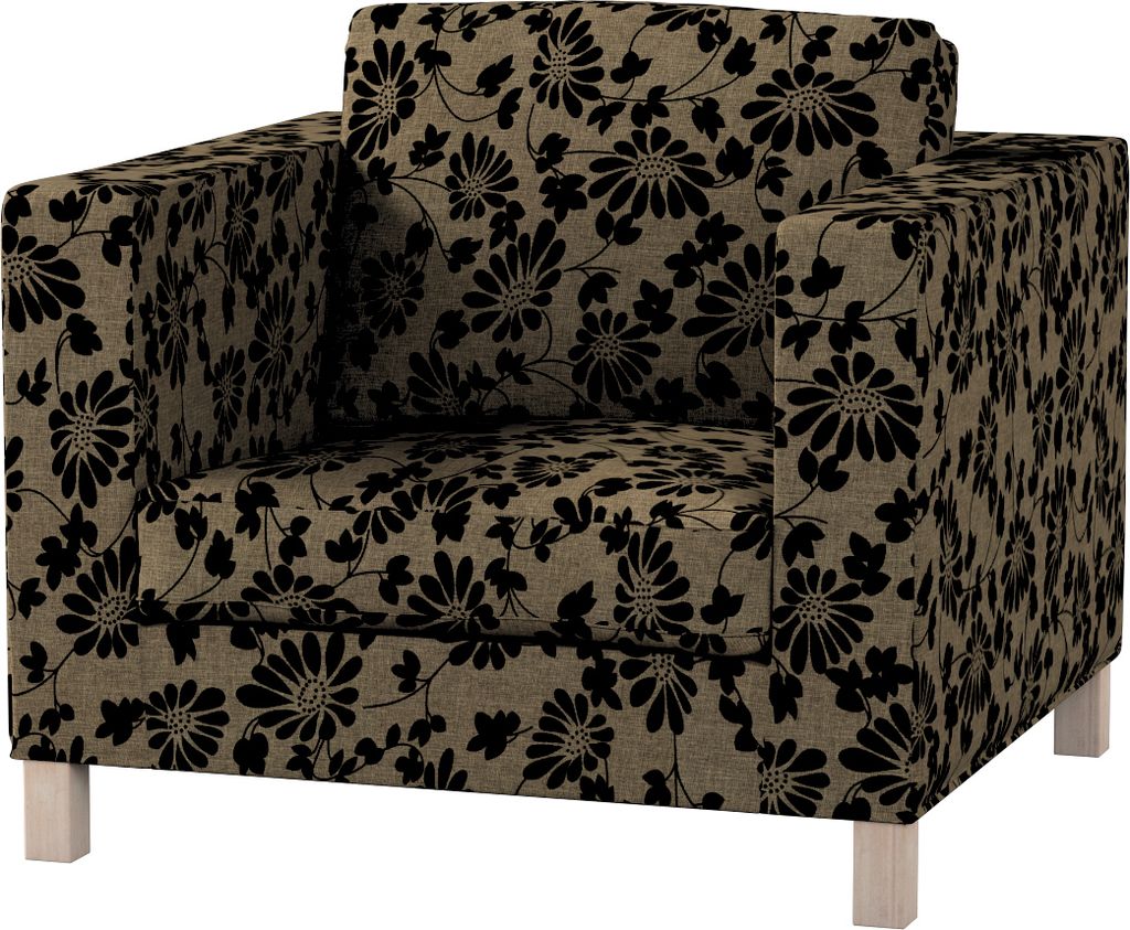 Dekoria Bezug für Karlanda Sessel, kurz, beige-schwarz, Bezug für Karlanda Sessel