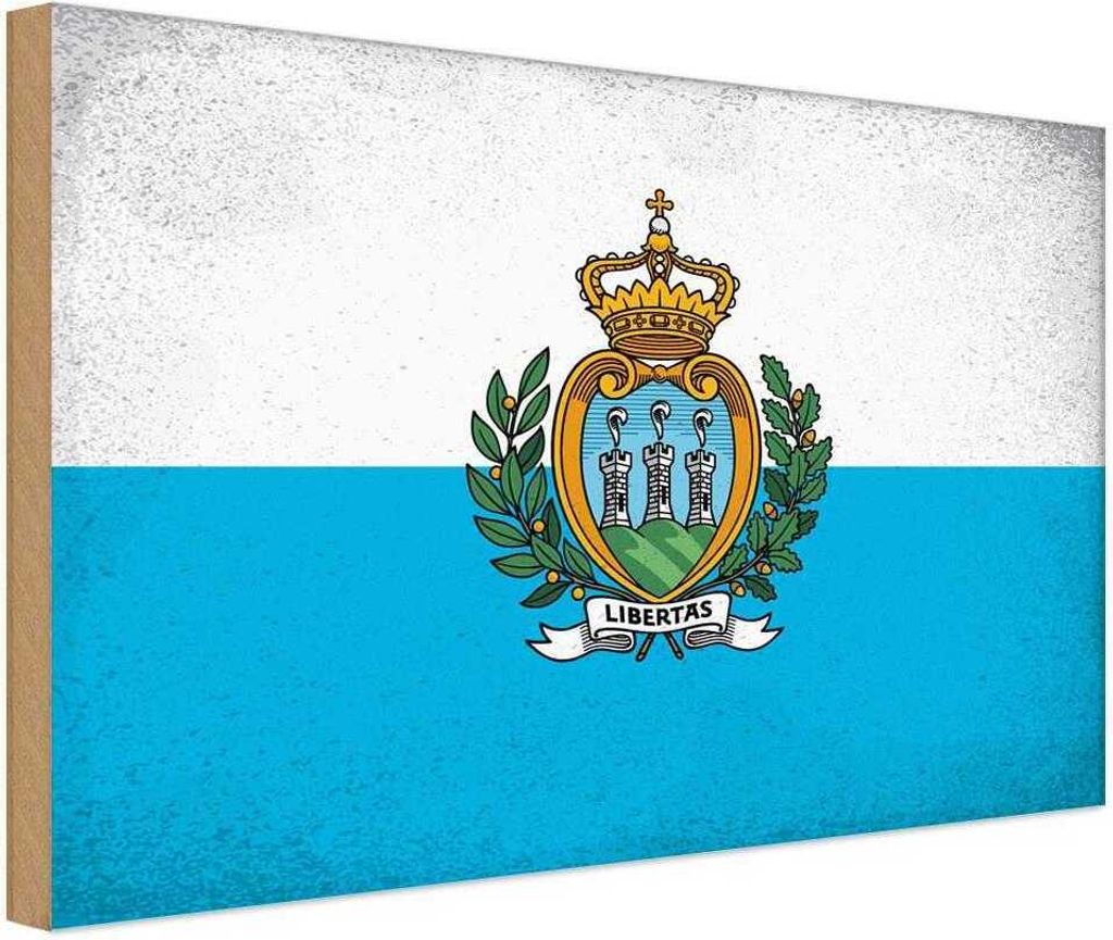 vianmo Holzschild 30x40 cm San Marino Flagge Fahne Wappen