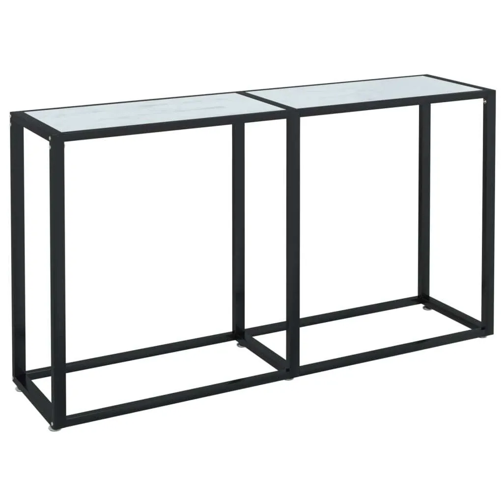 SYFAX Consolle Marmo Bianco 140x35x75.5 cm: Eleganza in Vetro Temperato