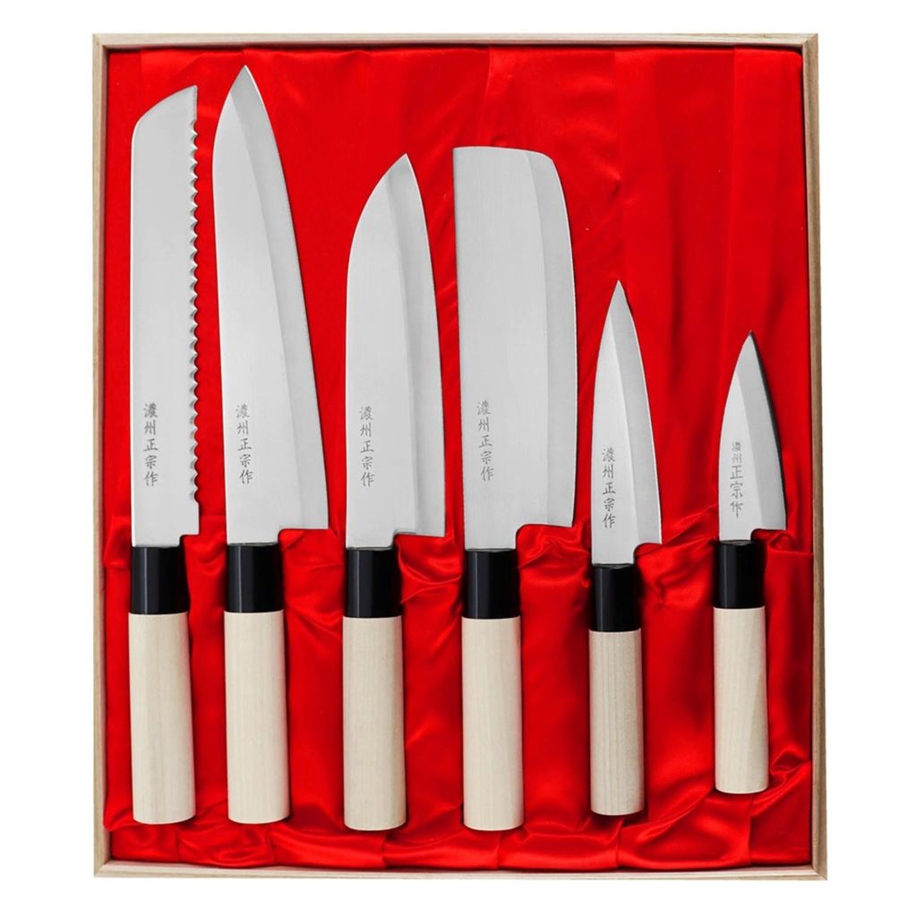 Satake Megumi Set mit 6 Messern in einer Holzkiste HG8582W