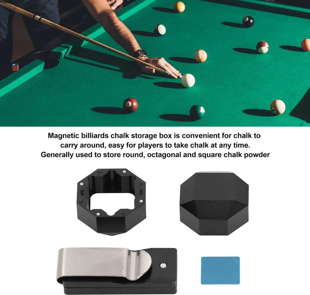 Clip de Ceinture Porte-craie Billard Octogonal en Métal pour Pool et Snooker - 5