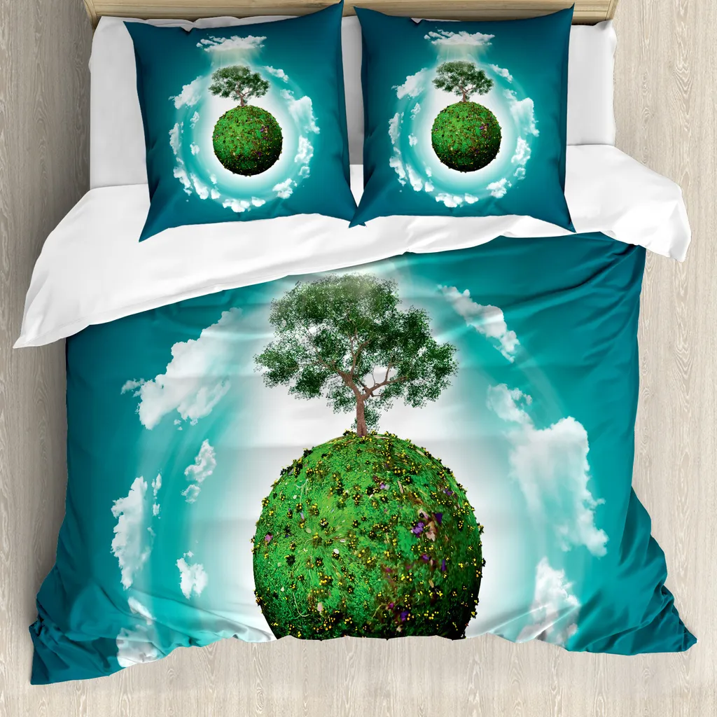 Set Copripiumino 200x200 ABAKUHAUS Albero della Vita Verde Blu