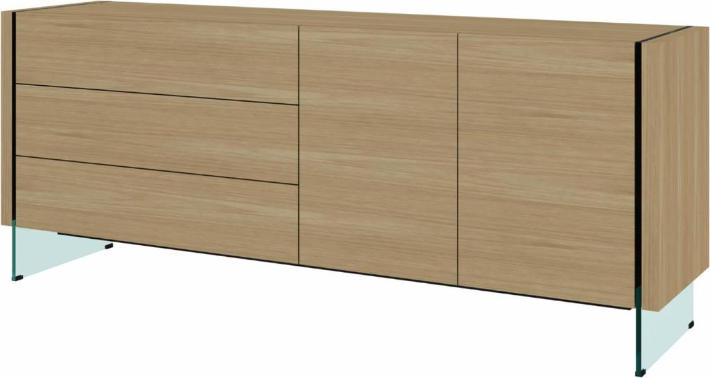 FURNLUX Anrichte Soho Eiche Und Transparent 188cm / Hauptfarbe: Beige / Abmessungen: 188 x 75 x 45 cm
