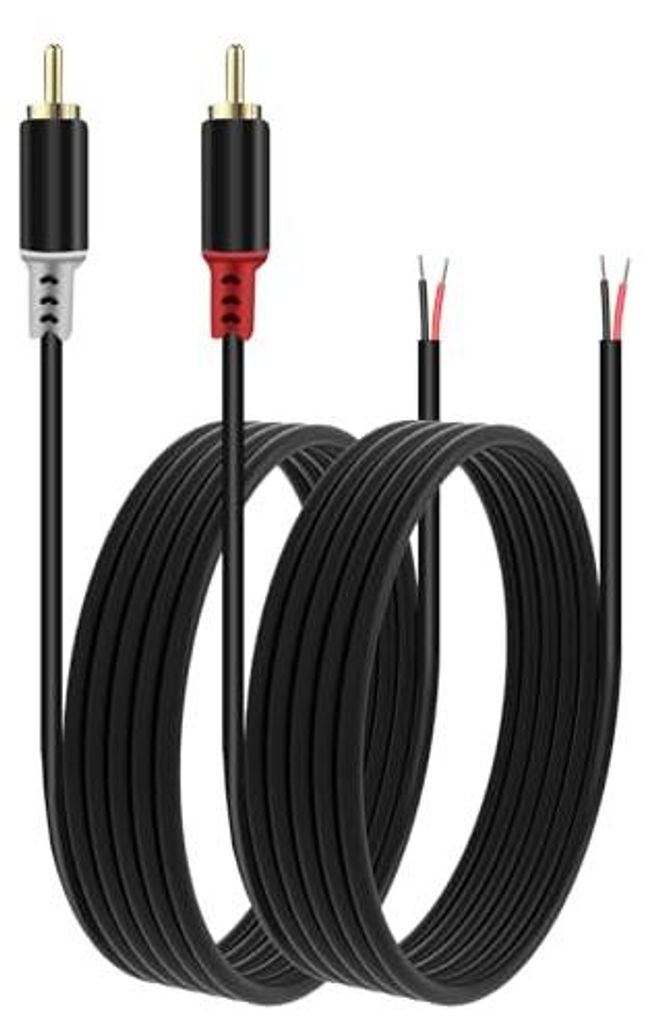 Cinch-auf-Lautsprecherkabel, 2 blanke Drahte auf Cinch-Stecker-Adapter - 20 AWG, 2 Meter, fur Lautsprecherverstarker,Audio-Video-AV-Receiver, Ferns...