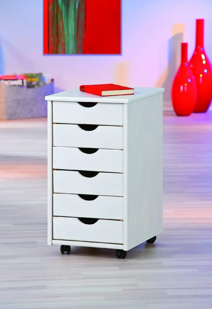 Commode de chambre blanche pour ranger le linge avec ses 6 grands tiroirs