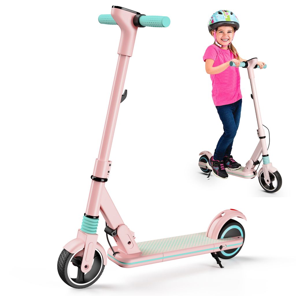 Elektroscooter 6,5 Zoll 14 km/h Rosa Elektroroller LED-ANZEIGE Kinderroller 130 Watt Motor Elektro Roller Bis 70KG Kinder E Scooter Ab 8 Jahren