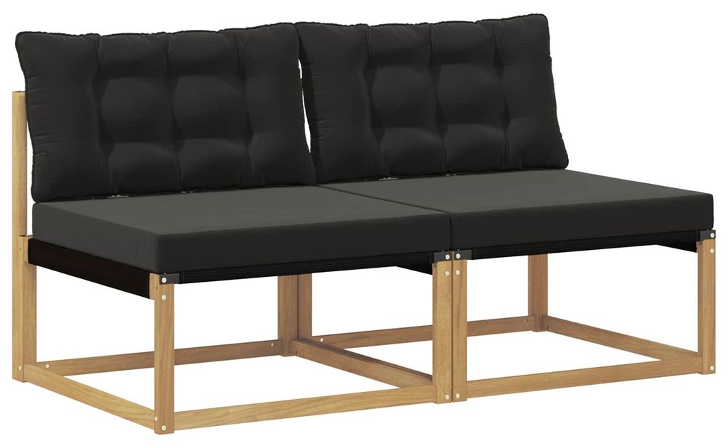 vidaXL Outdoor Mittelsofa Massives Akazienholz und Textilene Weiß