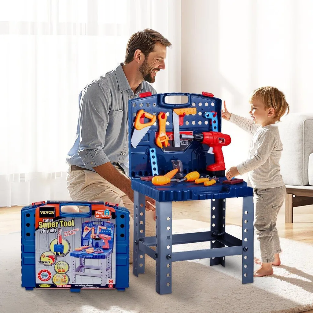 Établi de jeu pour enfant 56 pièces pour apprendre à bricoler en s'amusant