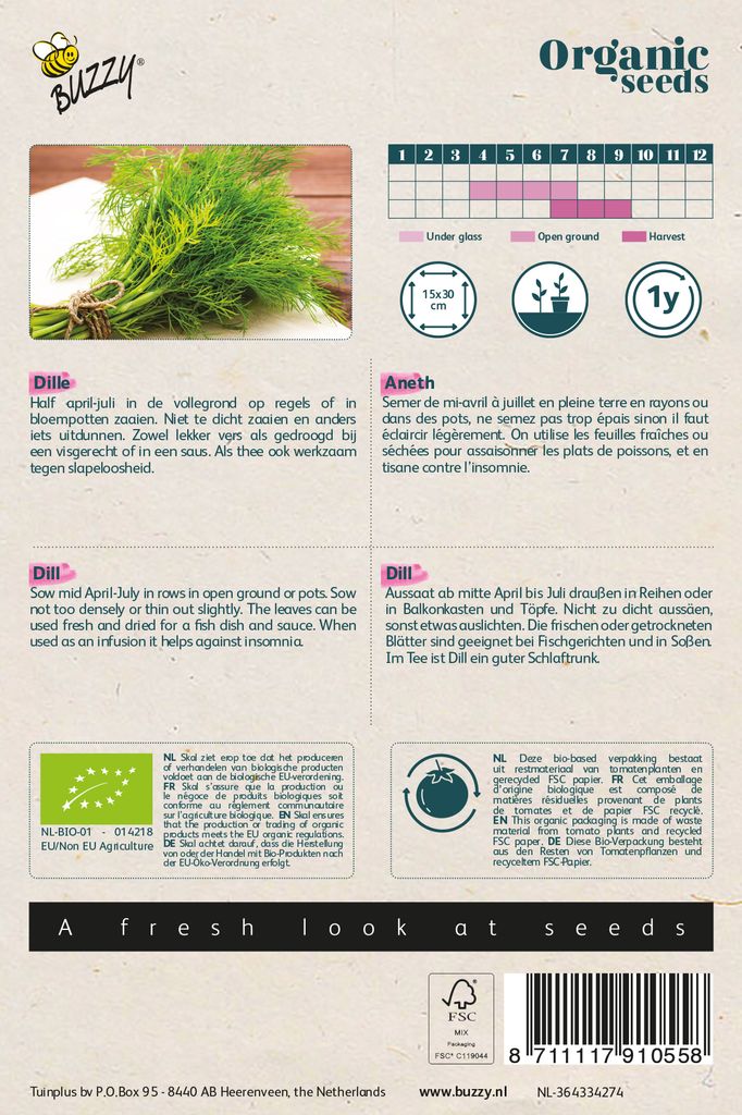 Buzzy Organic Dill -semena - Ca. 2 gr | Buzzy_91055 Obrázek produktu 