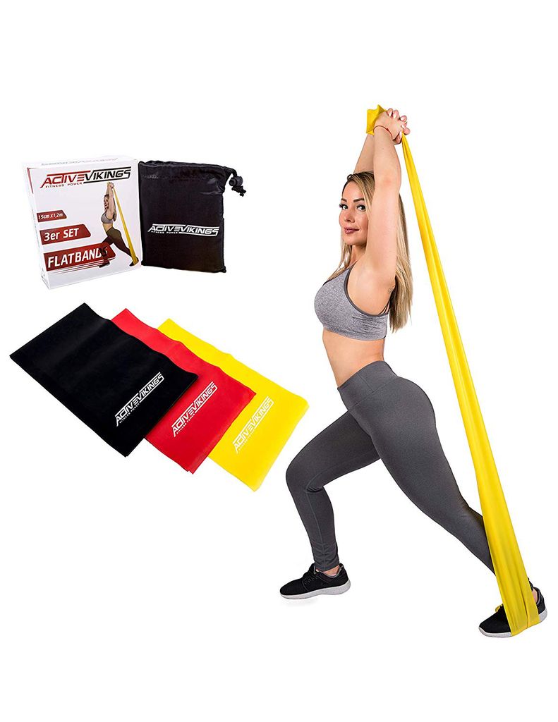 Fitnessbänder Set 3-Stärken 2m Länge Fitnessband Gymnastikband Widerstandsband 