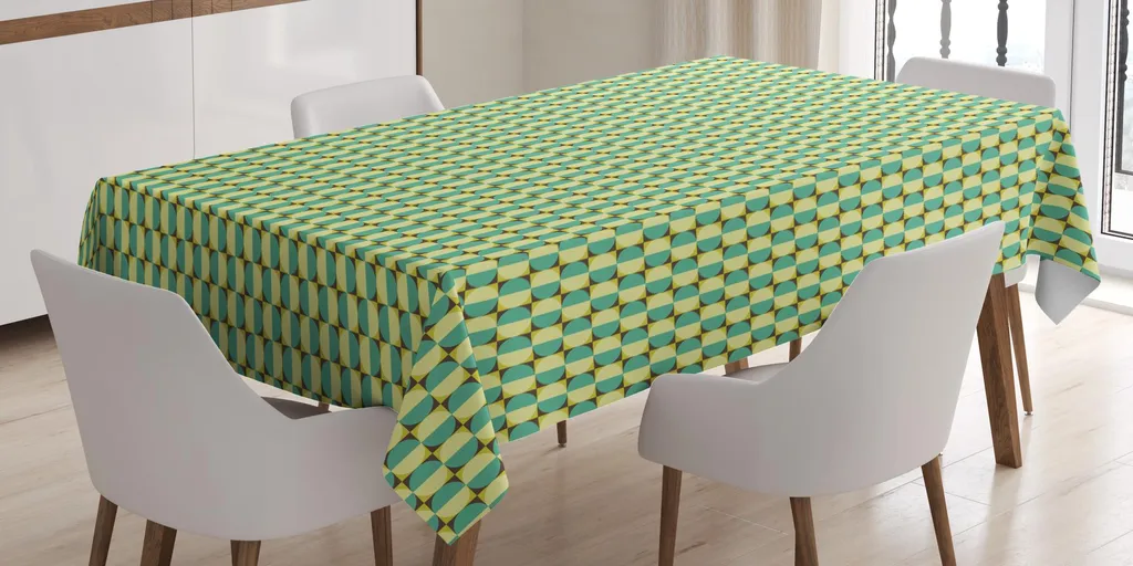 Tovaglia ABAKUHAUS Rettangolare 140x200 Cm - Turchese E Beige, Motivo Geometrico Retrò, In Poliestere, Impermeabile, Antimacchia, Lavabile In Lavatrice, Per Interno/esterno - 4
