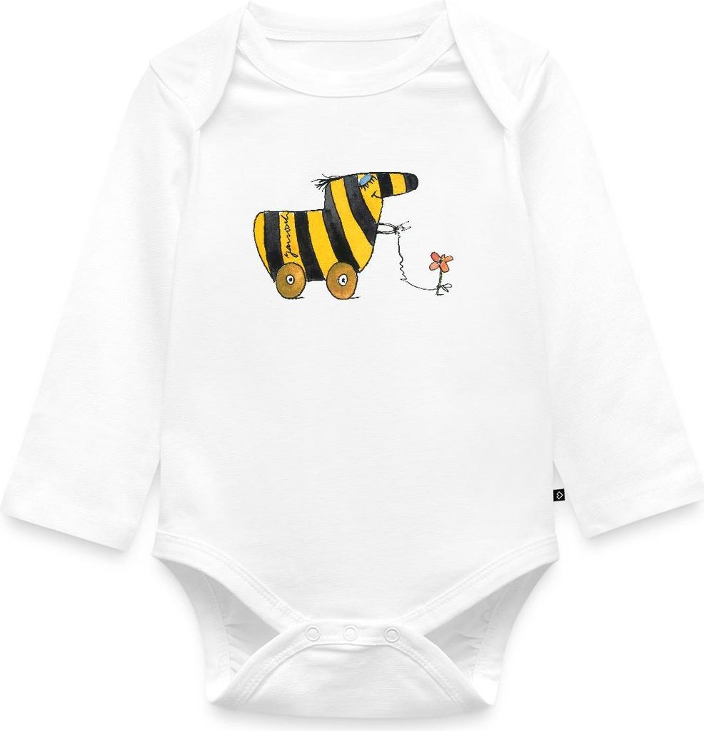 Spreadshirt Janosch Große Tigerente Mit Blume Tages Baby Body Langarm, 56 (0-2 M.), Weiß