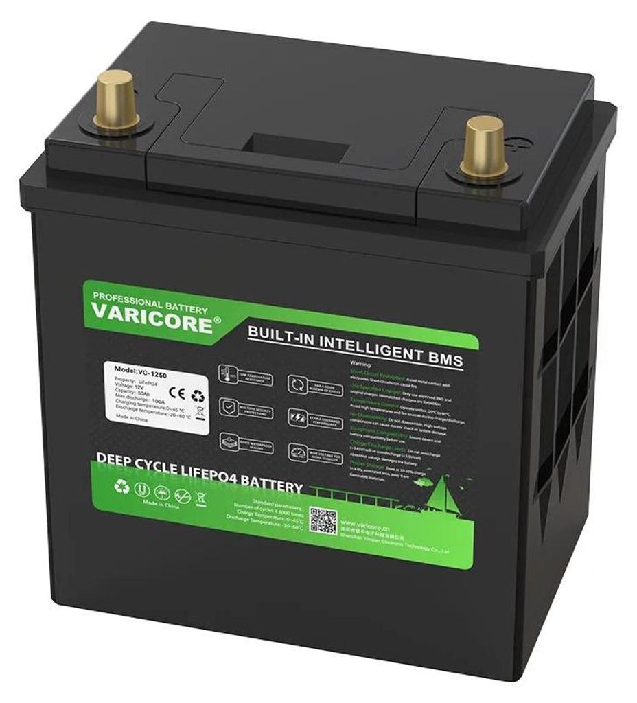 LiFePO4 Batterie 12V 50Ah - Deep Cycle Versorgungsbatterie - Für Wohnmobil, Boot, Golfcart, Solaranlage - Hohe Zyklenfestigkeit - Ohne Ladegerät