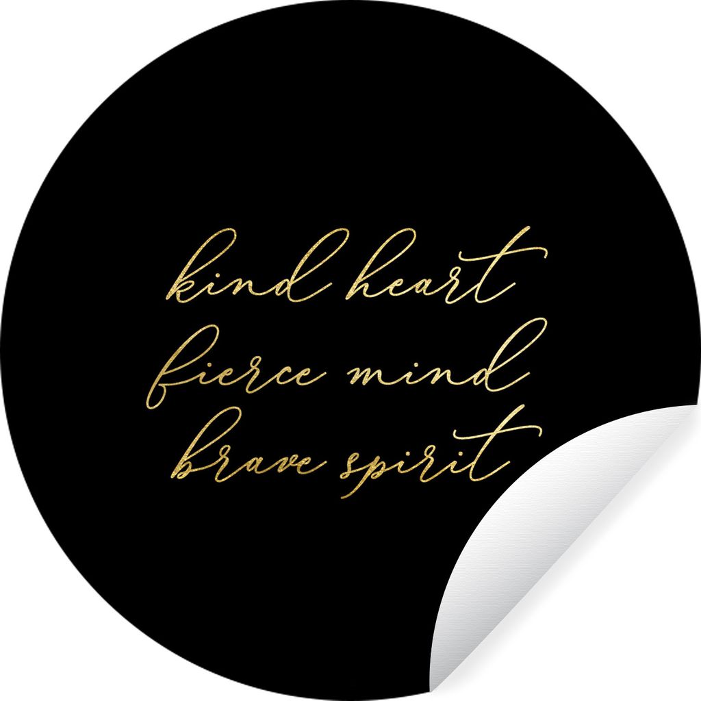 MuchoWow Runde Wandtattoo - Wandsticker Tapete Aufkleber Zitate - Sprichwörter - Gold - Schwarz Ø 30 cm Selbstklebend und Repositionierbar - Wa...