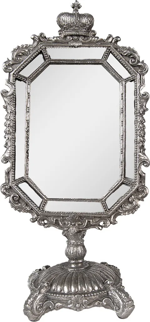 Petit miroir décoratif argenté en polyrésine sculptée format 15x31 cm
