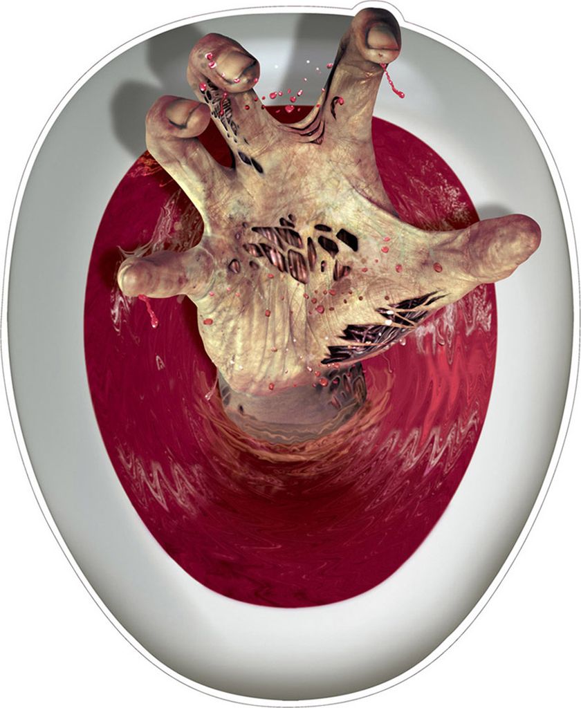 Schaurige Hand Halloween Toiletten-Sticker bunt 30x43cm - Einheitsgröße