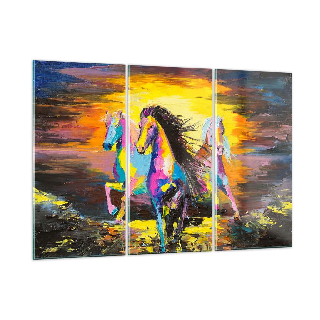 Bilder auf glas - Pferd Natur Tier - 165x110cm - Glasbilder - Wandbilder - Kunstdruck - zum Aufhängen bereit - Wanddekoration aus Glas - Glas Bild...