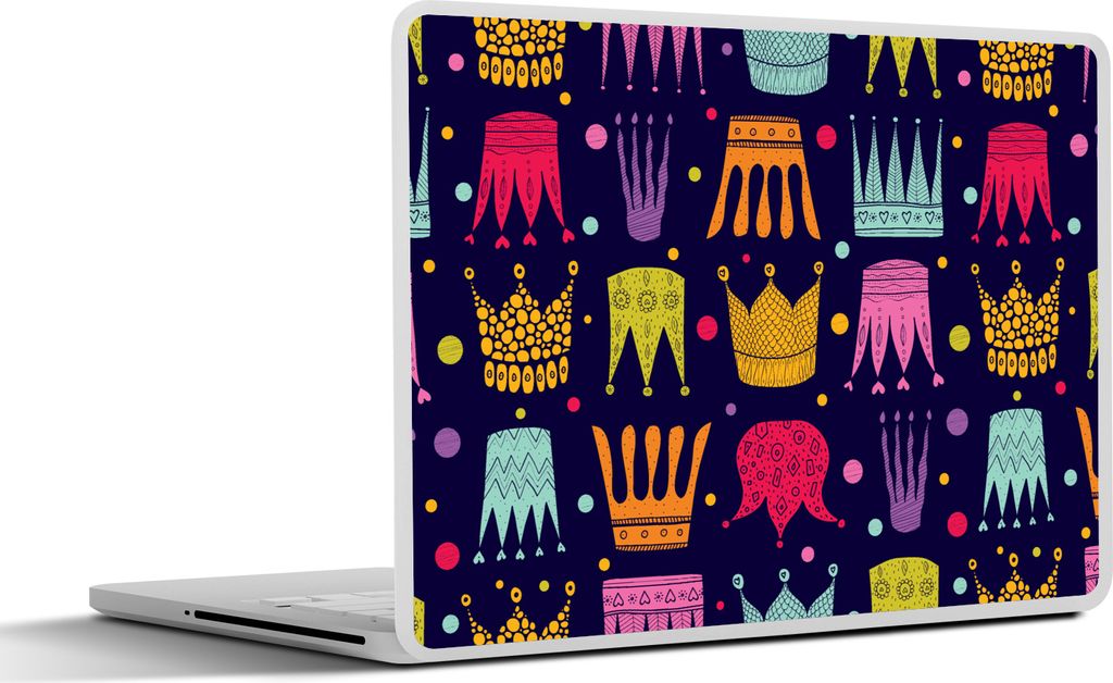 MuchoWow Laptop Aufkleber Sticker Cover Muster - Krone - Farben - Kinder - Kinder 30x22 cm - Laptop-Sticker